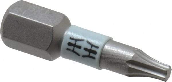 Wera - 1/4" Drive T9 Torx Screwdriver Bit - 1" OAL, Insert Bit - Industrial Tool & Supply