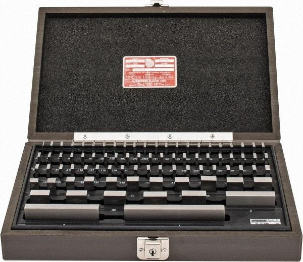 Starrett - 81 Piece, 0.05 to 4", Grade B, Steel Gage Block Set - Rectangular, 0.00005" Tolerance - Industrial Tool & Supply