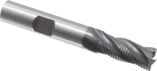OSG - 3/8" Diam, Fine Pitch, 7/8" LOC, 4 Flute Cobalt Roughing Square End Mill - TiCN Finish, 2-5/8" OAL, 3/8" Shank Diam, Single End, 30° Helix - Industrial Tool & Supply