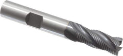 OSG - 3/8" Diam, Fine Pitch, 7/8" LOC, 4 Flute Cobalt Roughing Square End Mill - TiCN Finish, 2-5/8" OAL, 3/8" Shank Diam, Single End, 30° Helix - Industrial Tool & Supply
