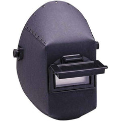 Jackson Safety - 4-1/4" Window Width x 2" Window Height, 10 Shade Fixed Shade Lens, Front Lift Welding Helmet - Black Vulcanized Fiber Green Lens - Industrial Tool & Supply