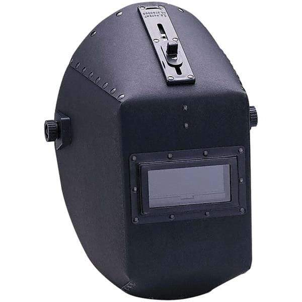Jackson Safety - 4-1/4" Window Width x 2" Window Height, 10 Shade Fixed Shade Lens, Fixed Front Welding Helmet - Black Vulcanized Fiber Green Lens - Industrial Tool & Supply