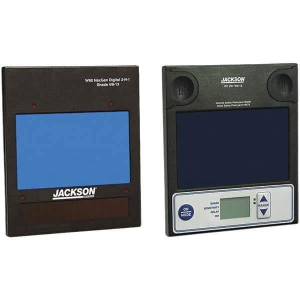Jackson Safety - 4" Wide x 5" High, Lens Shade 9 to 13, Auto-Darkening Lens - Blue, Vertical Mount - Industrial Tool & Supply