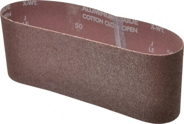 Norton - 4" Wide x 24" OAL, 50 Grit, Aluminum Oxide Abrasive Belt - Aluminum Oxide, Coarse, Coated, X Weighted Cloth Backing, Series R228 - Industrial Tool & Supply