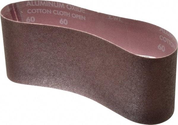 Norton - 4" Wide x 24" OAL, 60 Grit, Aluminum Oxide Abrasive Belt - Aluminum Oxide, Medium, Coated, X Weighted Cloth Backing, Series R228 - Industrial Tool & Supply