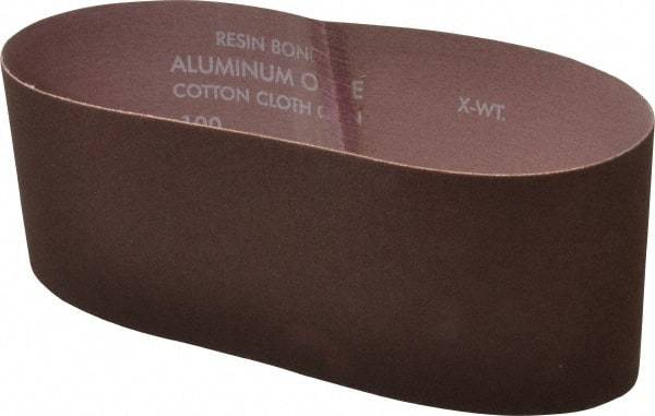 Norton - 4" Wide x 24" OAL, 100 Grit, Aluminum Oxide Abrasive Belt - Aluminum Oxide, Fine, Coated, X Weighted Cloth Backing, Series R228 - Industrial Tool & Supply