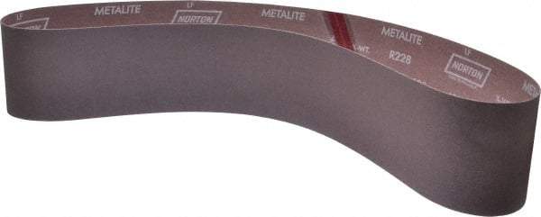 Norton - 4" Wide x 54" OAL, 120 Grit, Aluminum Oxide Abrasive Belt - Aluminum Oxide, Fine, Coated, X Weighted Cloth Backing, Series R228 - Industrial Tool & Supply
