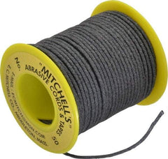 Made in USA - 0.07" Wide, 180 Grit Aluminum Oxide Abrasive Cord - 50' Long, Very Fine Grade - Industrial Tool & Supply
