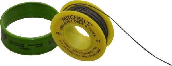Made in USA - 0.04" Wide, 180 Grit Aluminum Oxide Abrasive Cord - 50' Long, Very Fine Grade - Industrial Tool & Supply