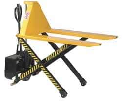 Wesco Industrial Products - 3,000 Lb Capacity, 31" Lift Height, Battery Operated Electric Pallet Lifter - 3-1/3" Lowered Height, 45" Fork Length, 27" Overall Width - Industrial Tool & Supply