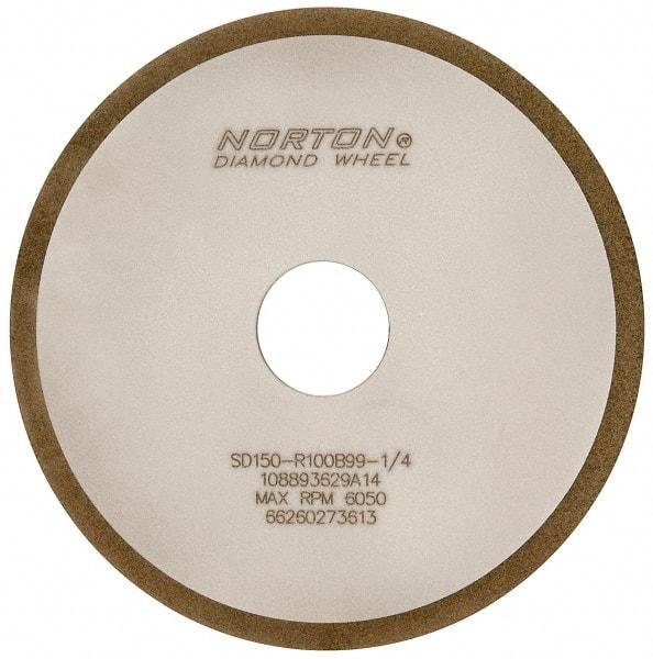 Norton - 6" Diam x 1-1/4" Hole x 1/8" Thick, 150 Grit Surface Grinding Wheel - Diamond, Type 1A1, Very Fine Grade, Resinoid Bond - Industrial Tool & Supply