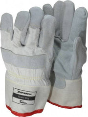 Honeywell - Size Universal (9), ANSI Cut Lvl 3, Abrasion Lvl 4, Leather Cut Resistant Gloves - Kevlar Lining, Safety Cuff, White/Gray, Paired - Industrial Tool & Supply