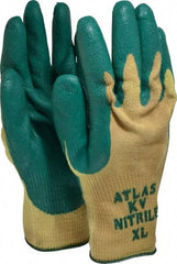 SHOWA - Size XL (10), ANSI Cut Lvl 3, Nitrile Coated Kevlar Cut Resistant Gloves - Palm & Fingers Coated, Knit Wrist, Yellow/Green, Paired - Industrial Tool & Supply