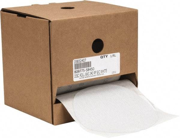Made in USA - 6" Diam, 240 Grit Silicon Carbide Adhesive PSA Disc - Very Fine Grade, B Weighted Paper Backing, For Low Speed Dual-Action Sanders, Random Orbital Sanders - Industrial Tool & Supply