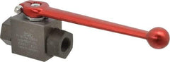 HYDAC - 3/8" Pipe, Carbon Steel Standard Ball Valve - 1 Piece, FNPT x FNPT Ends, Lever Handle, 7,250 WOG - Industrial Tool & Supply