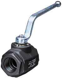 HYDAC - 1-1/4" Pipe, Carbon Steel Standard Ball Valve - 1 Piece, FNPT x FNPT Ends, Lever Handle, 5,000 WOG - Industrial Tool & Supply