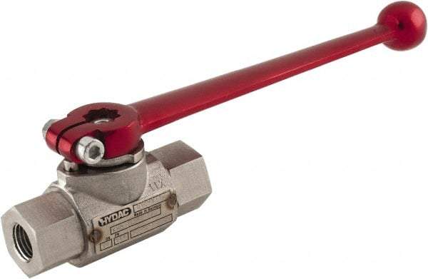 HYDAC - 1/4" Pipe, Stainless Steel Standard Ball Valve - 1 Piece, FNPT x FNPT Ends, Lever Handle, 7,250 WOG - Industrial Tool & Supply