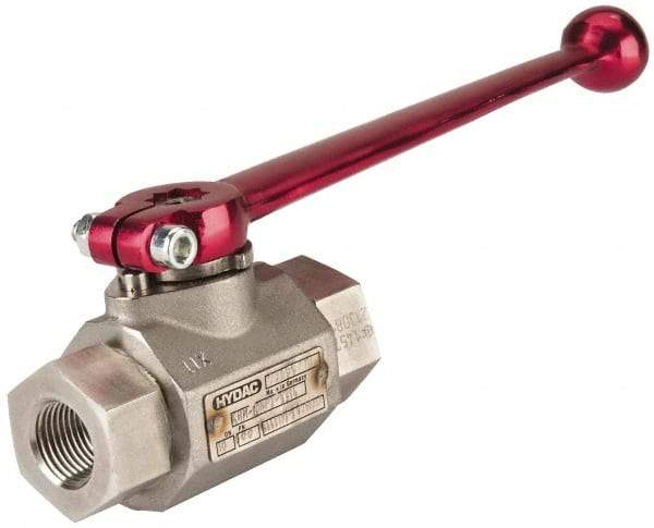 HYDAC - 3/8" Pipe, Stainless Steel Standard Ball Valve - 1 Piece, FNPT x FNPT Ends, Lever Handle, 7,250 WOG - Industrial Tool & Supply