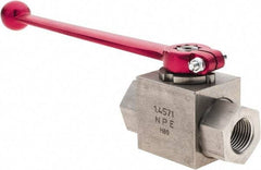 HYDAC - 1/2" Pipe, Stainless Steel Standard Ball Valve - 1 Piece, FNPT x FNPT Ends, Lever Handle, 5,800 WOG - Industrial Tool & Supply