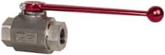 HYDAC - 3/4" Pipe, Stainless Steel Standard Ball Valve - 1 Piece, FNPT x FNPT Ends, Lever Handle, 5,000 WOG - Industrial Tool & Supply