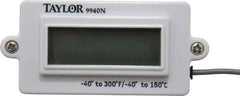 Taylor - -40 to 300°F Digital Panel Thermometer - LCD Display, 1.5 Volts - Industrial Tool & Supply