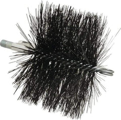 Schaefer Brush - 4-1/2" Brush Length, 6-1/2" Diam, Double Stem, Double Spiral Tube Brush - 7-1/2" Long, Tempered Steel Wire, 1/4" NPT Male Connection - Industrial Tool & Supply
