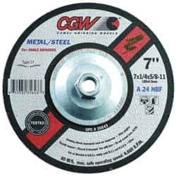 Camel Grinding Wheels - 24 Grit, 3" Wheel Diam, 1/4" Wheel Thickness, 3/8" Arbor Hole, Type 27 Depressed Center Wheel - Aluminum Oxide, Resinoid Bond, N Hardness, 18,000 Max RPM, Compatible with Angle Grinder - Industrial Tool & Supply