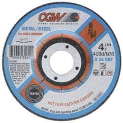 Camel Grinding Wheels - 24 Grit, 5" Wheel Diam, 1/8" Wheel Thickness, 7/8" Arbor Hole, Type 27 Depressed Center Wheel - Aluminum Oxide, Resinoid Bond, Q Hardness, 12,250 Max RPM, Compatible with Angle Grinder - Industrial Tool & Supply