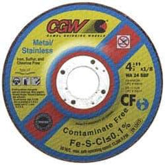 Camel Grinding Wheels - 24 Grit, 9" Wheel Diam, 1/8" Wheel Thickness, Type 27 Depressed Center Wheel - Aluminum Oxide, Resinoid Bond, S Hardness, 6,650 Max RPM, Compatible with Angle Grinder - Industrial Tool & Supply