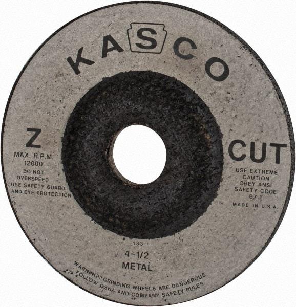 Made in USA - 4-1/2" Wheel Diam, 1/4" Wheel Thickness, 7/8" Arbor Hole, Type 27 Depressed Center Wheel - Zirconia Alumina, 12,000 Max RPM, Compatible with Angle Grinder - Industrial Tool & Supply
