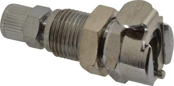 CPC Colder Products - PTF Brass, Quick Disconnect, Valved Panel Mount Coupling Body - 250 Max psi, -40 to 180°F, 1.87" OAL x 0.63" Overall Height, Chrome Plated - Industrial Tool & Supply