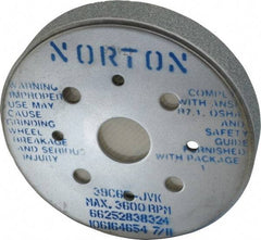 Norton - 6" Diam, 4" Hole Size, 1" Overall Thickness, 60 Grit, Type 2 Tool & Cutter Grinding Wheel - Medium Grade, Silicon Carbide, J Hardness, Vitrified Bond, 3,600 RPM - Industrial Tool & Supply