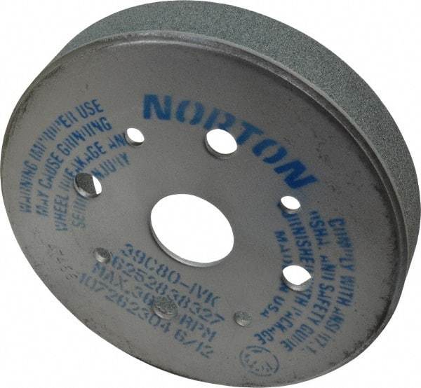 Norton - 6" Diam, 4" Hole Size, 1" Overall Thickness, 80 Grit, Type 2 Tool & Cutter Grinding Wheel - Medium Grade, Silicon Carbide, I Hardness, Vitrified Bond, 3,600 RPM - Industrial Tool & Supply