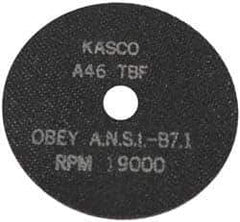 Made in USA - 3" 46 Grit Aluminum Oxide Cutoff Wheel - 1/16" Thick, 1/4" Arbor, 25,000 Max RPM, Use with Die Grinders - Industrial Tool & Supply