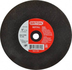 Made in USA - 6" 46 Grit Aluminum Oxide Cutoff Wheel - 1/16" Thick, 1/2" Arbor, 10,186 Max RPM, Use with Circular Saws - Industrial Tool & Supply