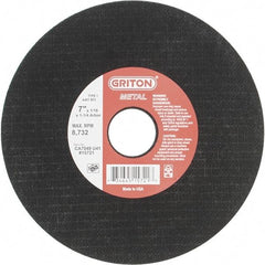 Value Collection - 7" 46 Grit Aluminum Oxide Cutoff Wheel - 1/16" Thick, 1-1/4" Arbor, 8,732 Max RPM, Use with Stationary Tools - Industrial Tool & Supply