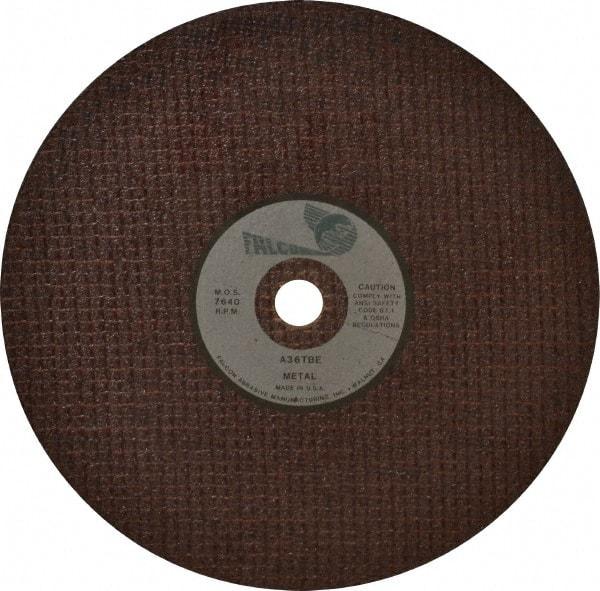 Made in USA - 8" 36 Grit Aluminum Oxide Cutoff Wheel - 1/8" Thick, 5/8" Arbor, 8,000 Max RPM, Use with Chop Saws - Industrial Tool & Supply