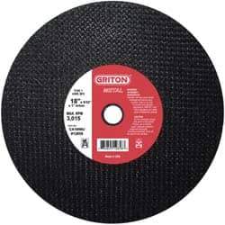 Value Collection - 18" 36 Grit Aluminum Oxide Cutoff Wheel - 5/32" Thick, 1" Arbor, 3,013 Max RPM, Use with Stationary Tools - Industrial Tool & Supply