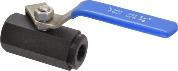 Midwest Control - 1/4" Pipe, Carbon Steel Standard Ball Valve - 1 Piece, Inline - One Way Flow, FNPT x FNPT Ends, Lever Handle, 1,000 WOG - Industrial Tool & Supply