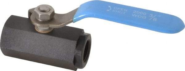 Midwest Control - 3/8" Pipe, Carbon Steel Standard Ball Valve - 1 Piece, Inline - One Way Flow, FNPT x FNPT Ends, Lever Handle, 1,000 WOG - Industrial Tool & Supply