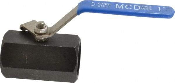 Midwest Control - 1" Pipe, Carbon Steel Standard Ball Valve - 1 Piece, Inline - One Way Flow, FNPT x FNPT Ends, Lever Handle, 1,000 WOG - Industrial Tool & Supply
