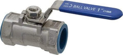 Value Collection - 1" Pipe, Standard Port, Stainless Steel Standard Ball Valve - 1 Piece, Inline - One Way Flow, FNPT x FNPT Ends, Lever Handle, 400 WOG - Industrial Tool & Supply