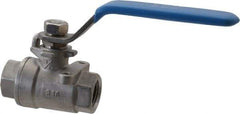 Midwest Control - 3/8" Pipe, Stainless Steel Standard Ball Valve - 2 Piece, Inline - One Way Flow, FNPT x FNPT Ends, Lever Handle, 1,000 WOG, 150 WSP - Industrial Tool & Supply
