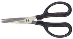 Clauss - 2" LOC, 7" OAL Stainless Steel Blunt Point Shears - Ambidextrous, Serrated, Straight Handle, For General Purpose Use - Industrial Tool & Supply