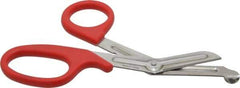 Clauss - 2-1/2" LOC, 7-1/4" OAL Stainless Steel High Leverage Shears - Ambidextrous, Serrated, Plastic Offset Handle, For General Purpose Use - Industrial Tool & Supply