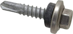 Buildex - #12-14, Hex Washer Head, Hex Drive, 1" Length Under Head, #2 Point, Self Drilling Screw - Stainless Steel Head, Steel Body - Industrial Tool & Supply