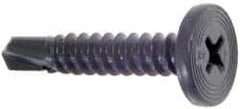 Buildex - #12, Pancake Head, Phillips Drive, 1" Length Under Head, #3 Point, Self Drilling Screw - Steel - Industrial Tool & Supply