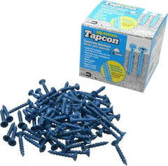 Made in USA - 3/16" Diam, 1-1/4" OAL, Phillips Drive, Concrete Screw & Masonry Fastener - Steel, Blue Climaseal Finish, Includes Drill Bit - Industrial Tool & Supply