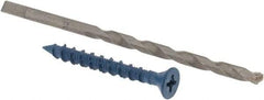Made in USA - 3/16" Diam, 1-3/4" OAL, Phillips Drive, Concrete Screw & Masonry Fastener - Steel, Blue Climaseal Finish, Includes Drill Bit - Industrial Tool & Supply