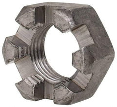 Value Collection - 1/2-20 UNF Grade 2 Steel Slotted Locknut - 3/4" Width Across Flats, 7/16" High, Uncoated - Industrial Tool & Supply